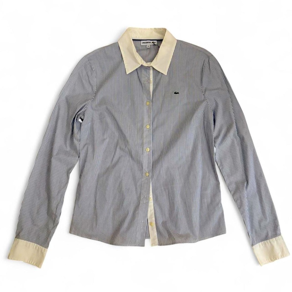Womens Lacoste pinstripe dress shirt in stretch cotton